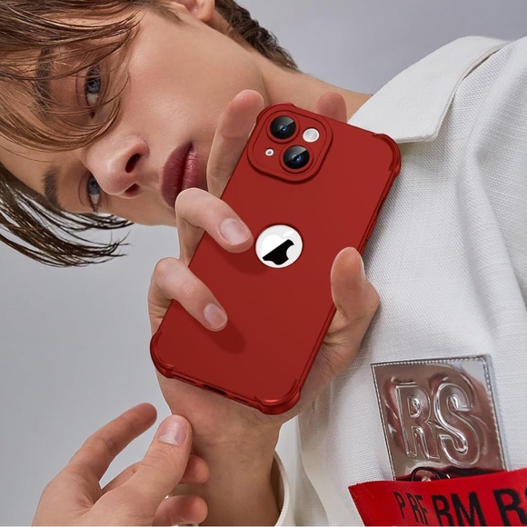 IP 15 Heavy Duty, 2 pc Toughness Tempered Glass, Slim Red Phone Case - Picture 7 of 7